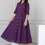 Nayo Shirt Collar Cotton Midi Dress